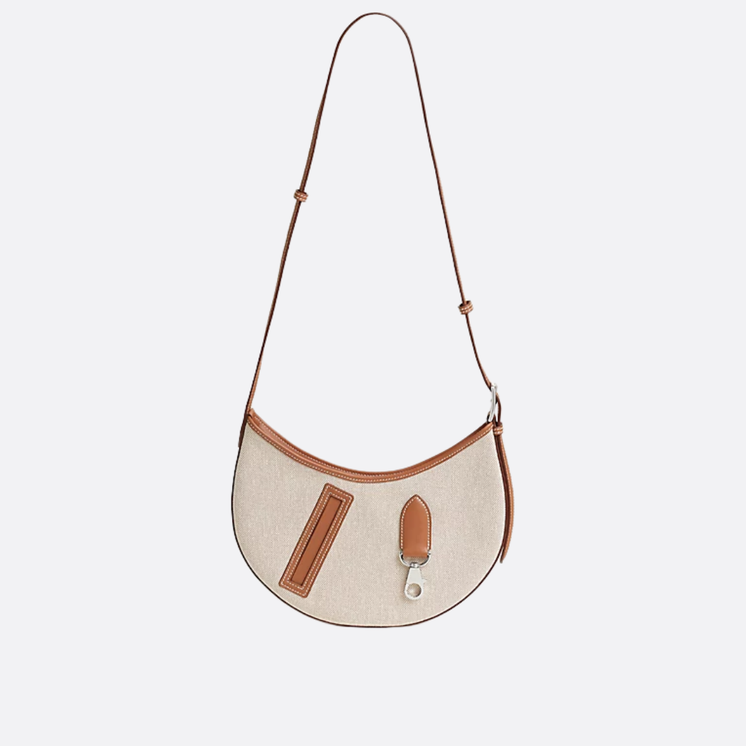 SMALL SADDLE BAG IN FABRIC AND LEATHER